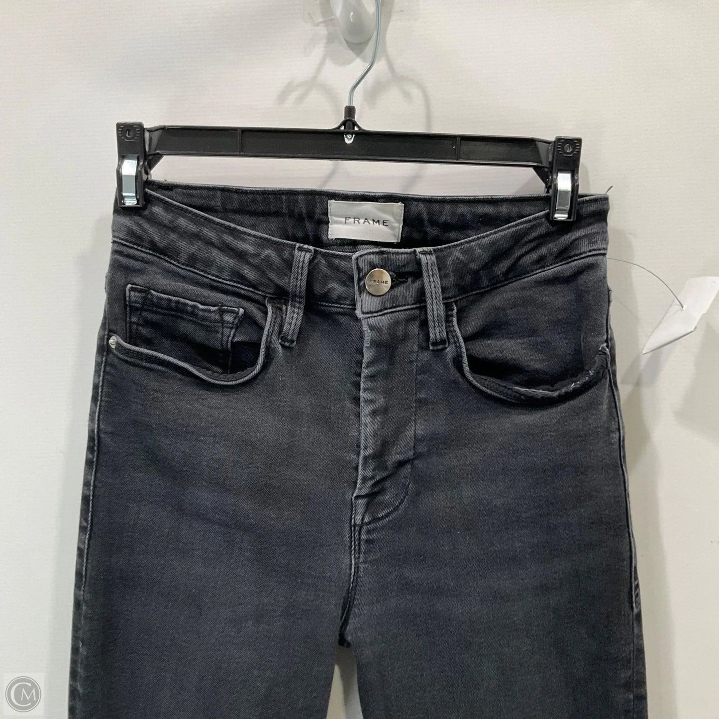 Jeans Skinny By Frame In Black Denim, Size: 0