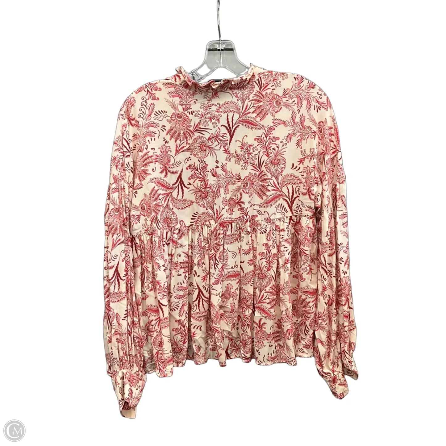 Top Long Sleeve By Anthropologie In Cream & Red, Size: Xs
