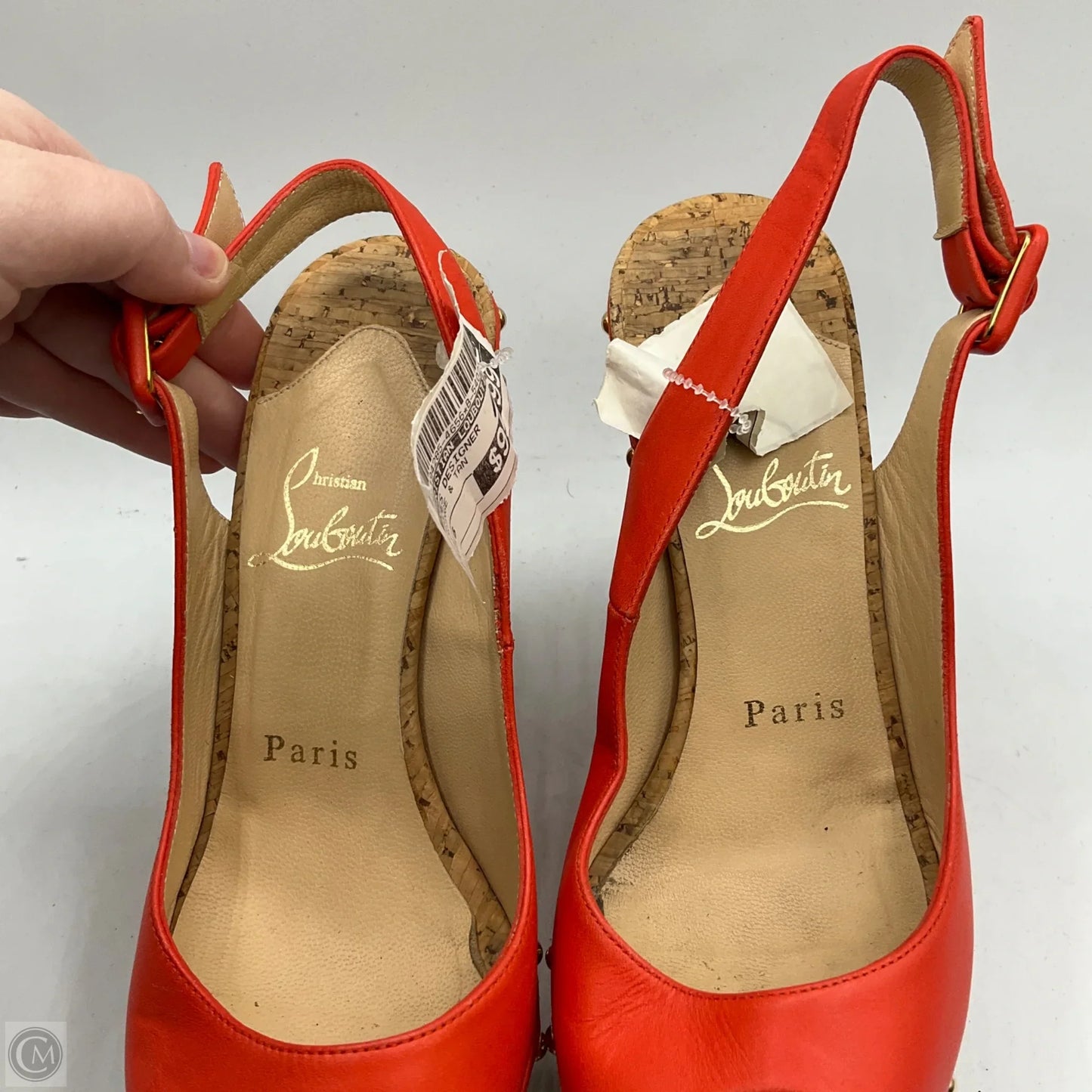 Shoes Designer By Christian Louboutin In Orange & Tan, Size: 6