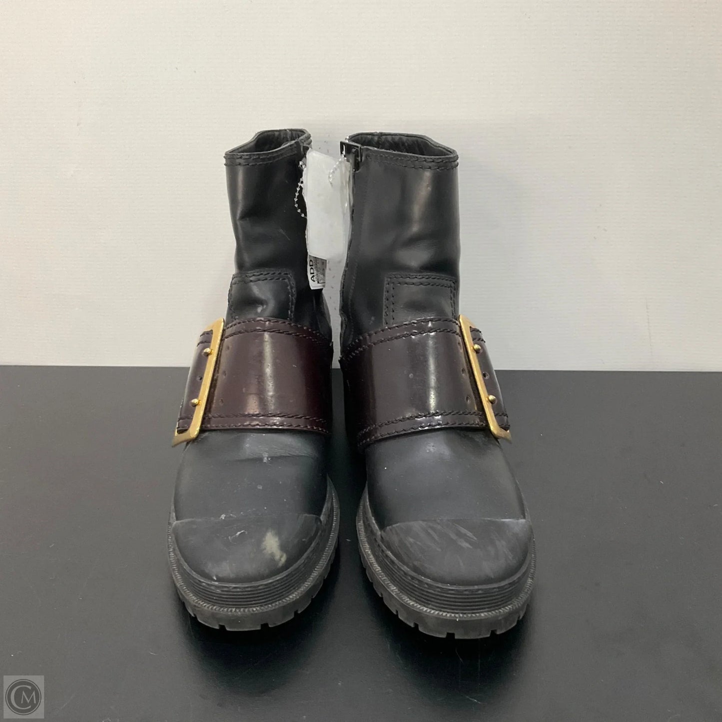 Boots Luxury Designer By Burberry In Black, Size: 7.5