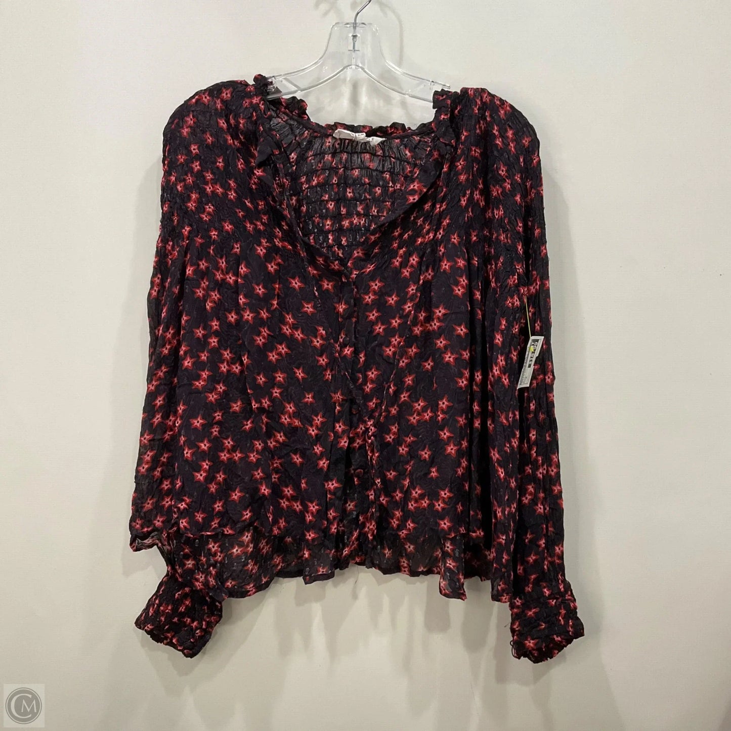 Top Long Sleeve By Anthropologie In Black & Red, Size: M