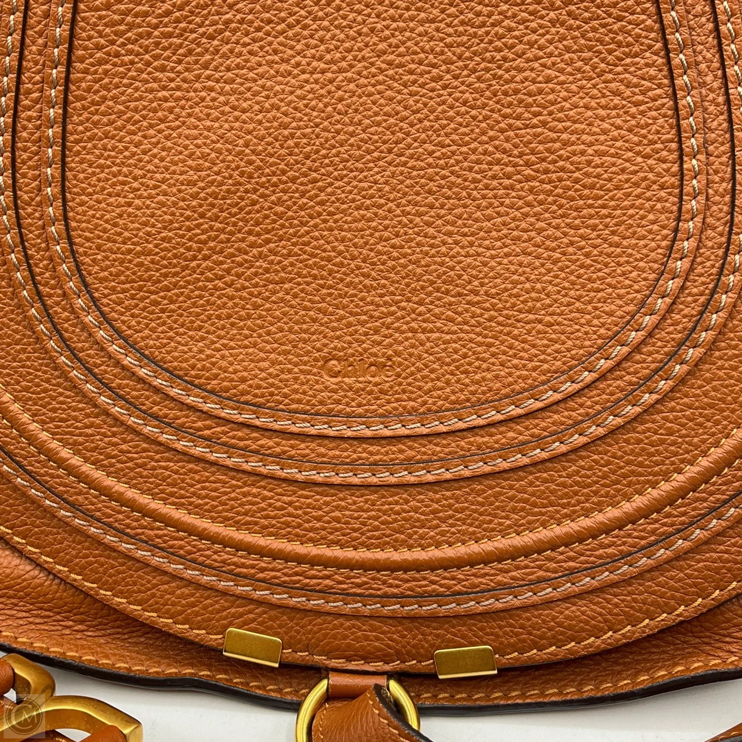 Chloé MARCIE SADDLE BAG GRAINED LEATHER Tan