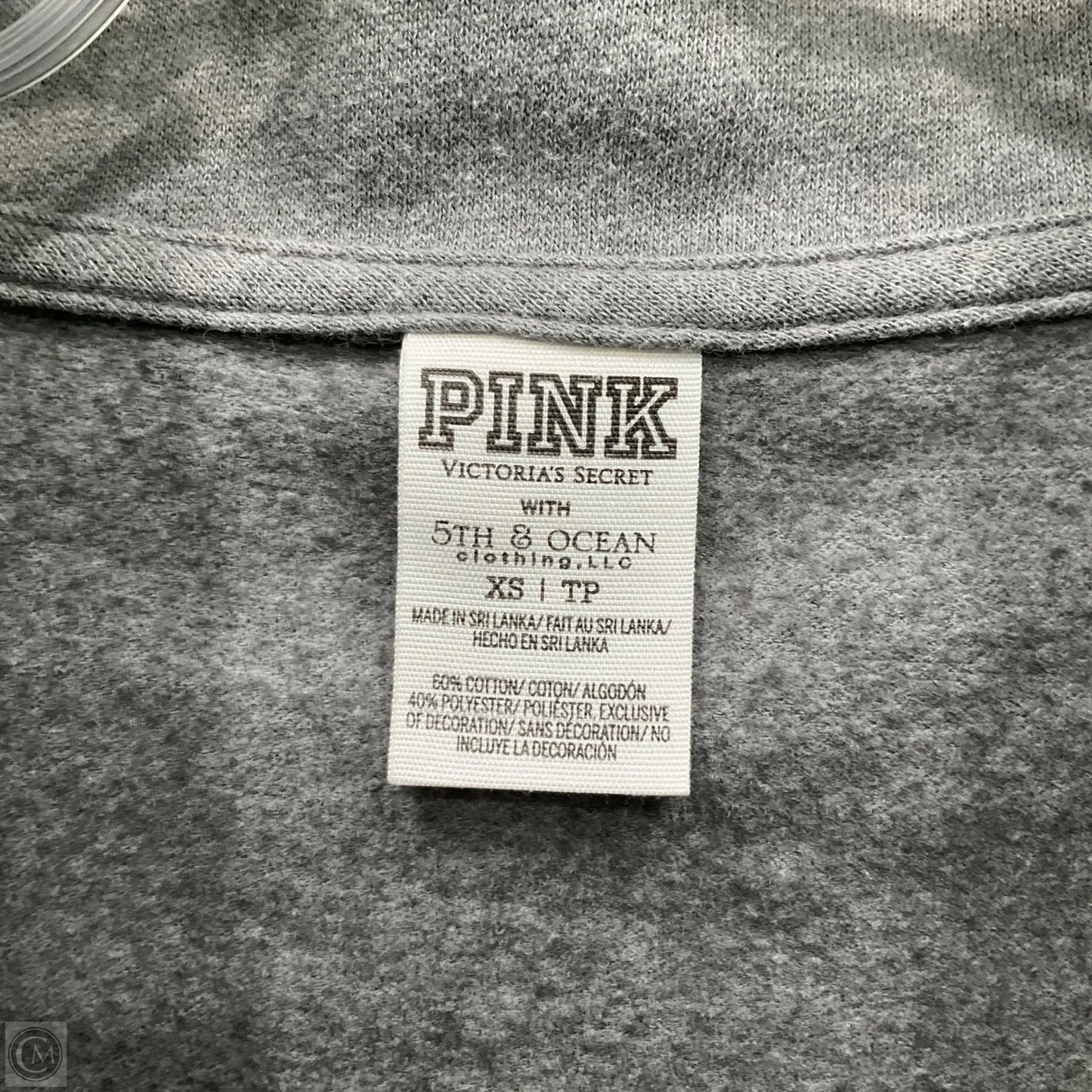Sweatshirt Collar By Pink In Grey, Size: Xs