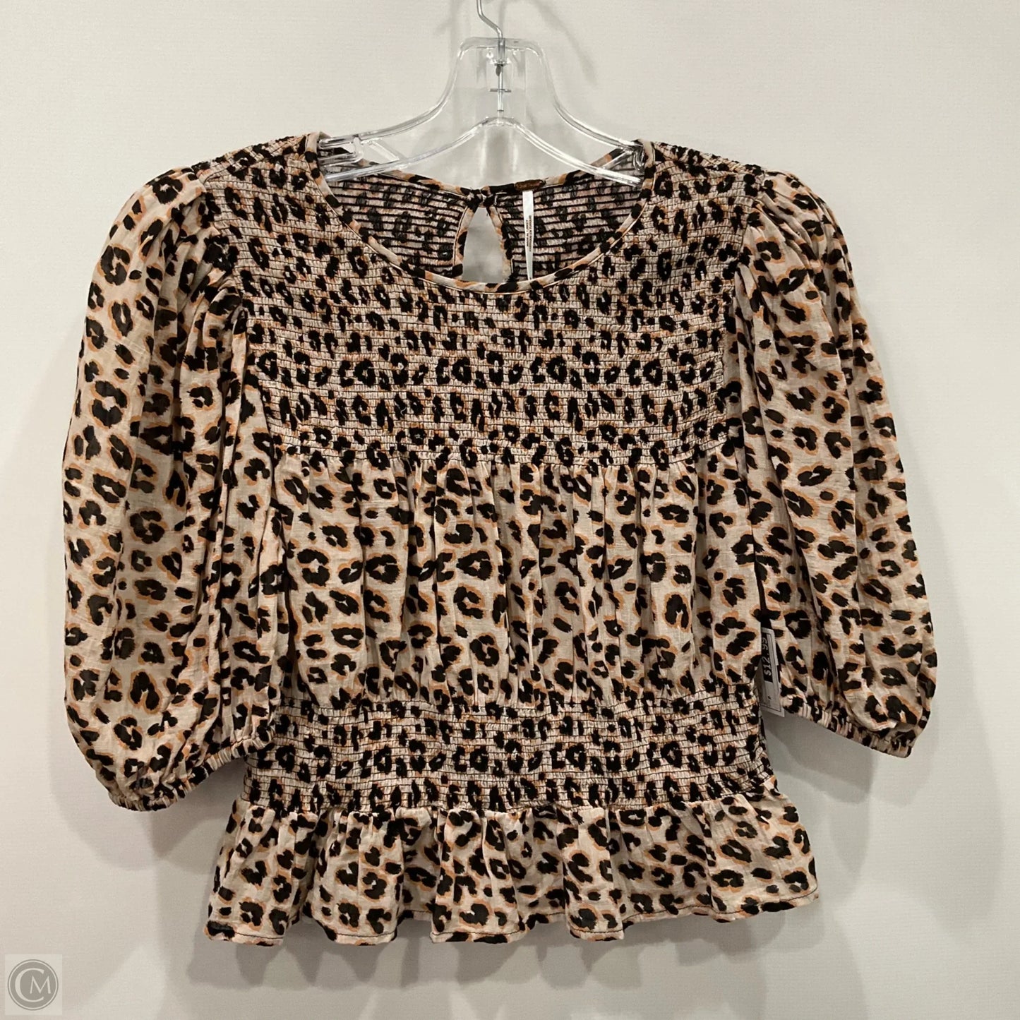 Top Short Sleeve By Free People In Animal Print, Size: M