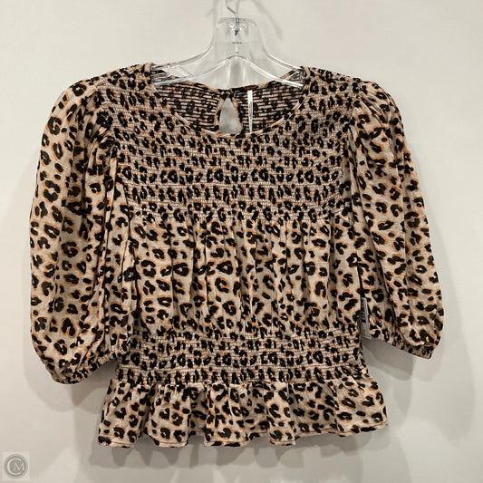 Top Short Sleeve By Free People In Animal Print, Size: M