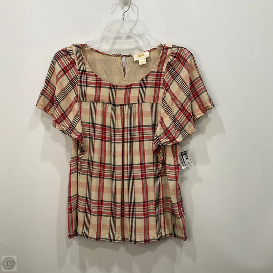 Top Short Sleeve By Maeve In Red & White, Size: M