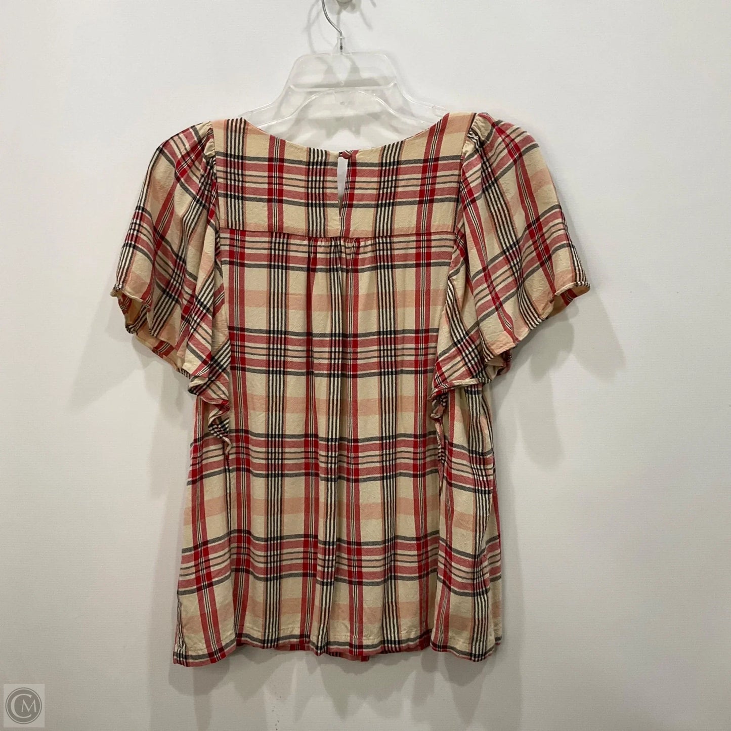 Top Short Sleeve By Maeve In Red & White, Size: M