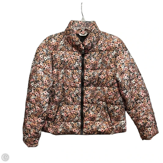 Coat Puffer & Quilted By Time And Tru In Floral Print, Size: S