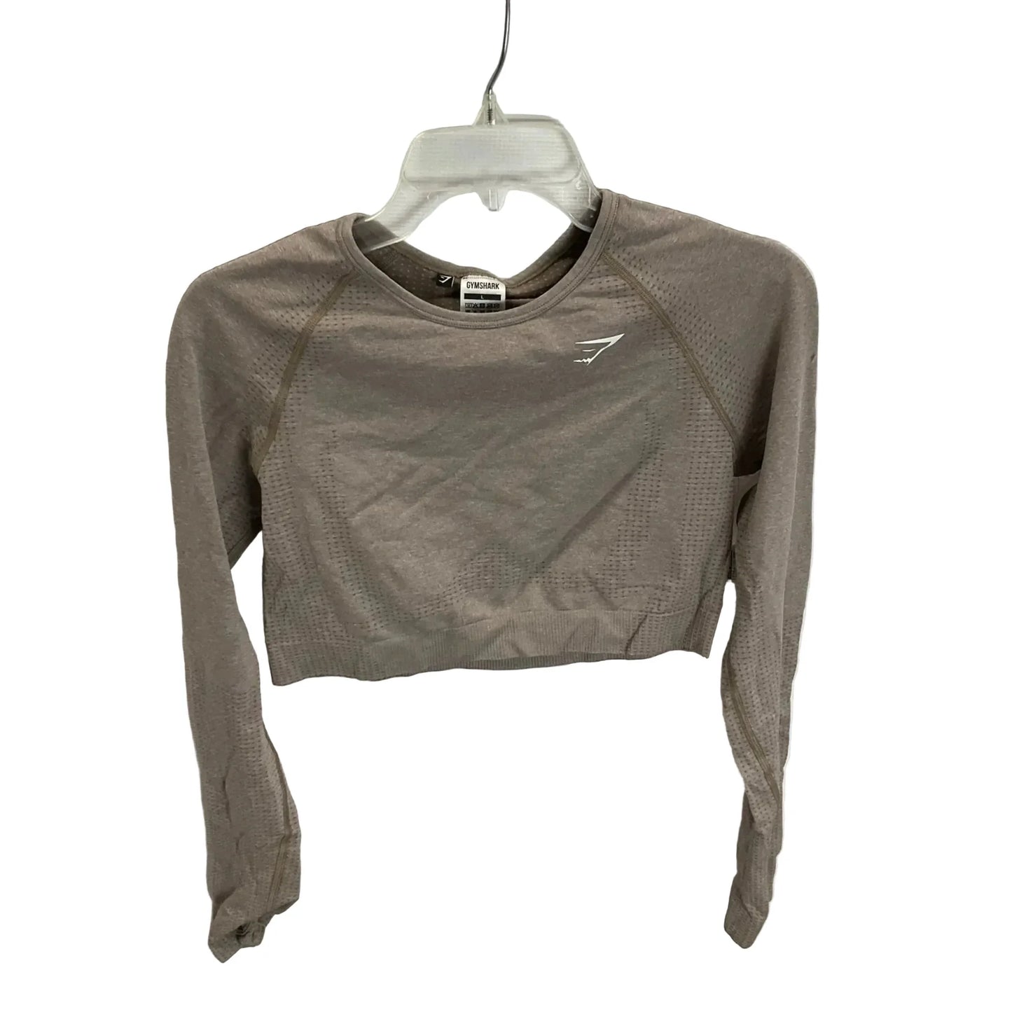 Athletic Top Long Sleeve Crewneck By Gym Shark In Brown, Size: L