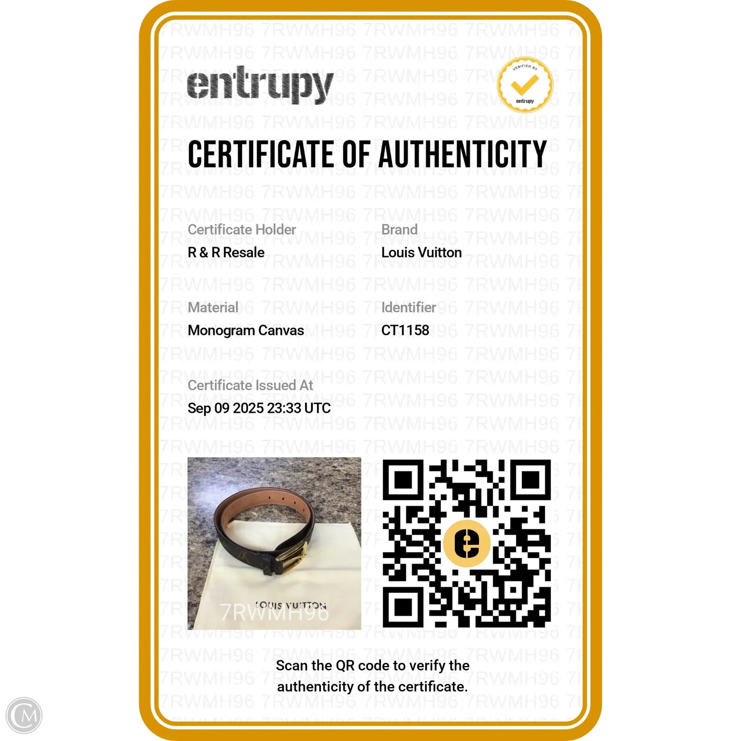 Belt Luxury Designer By Louis Vuitton, Size: Small