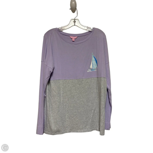 Top Long Sleeve Designer By Lilly Pulitzer In Grey & Purple, Size: M