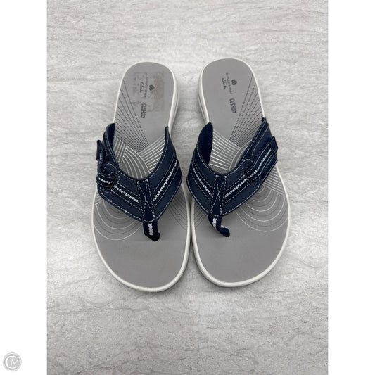 Sandals Flip Flops By Clarks In Navy, Size: 9