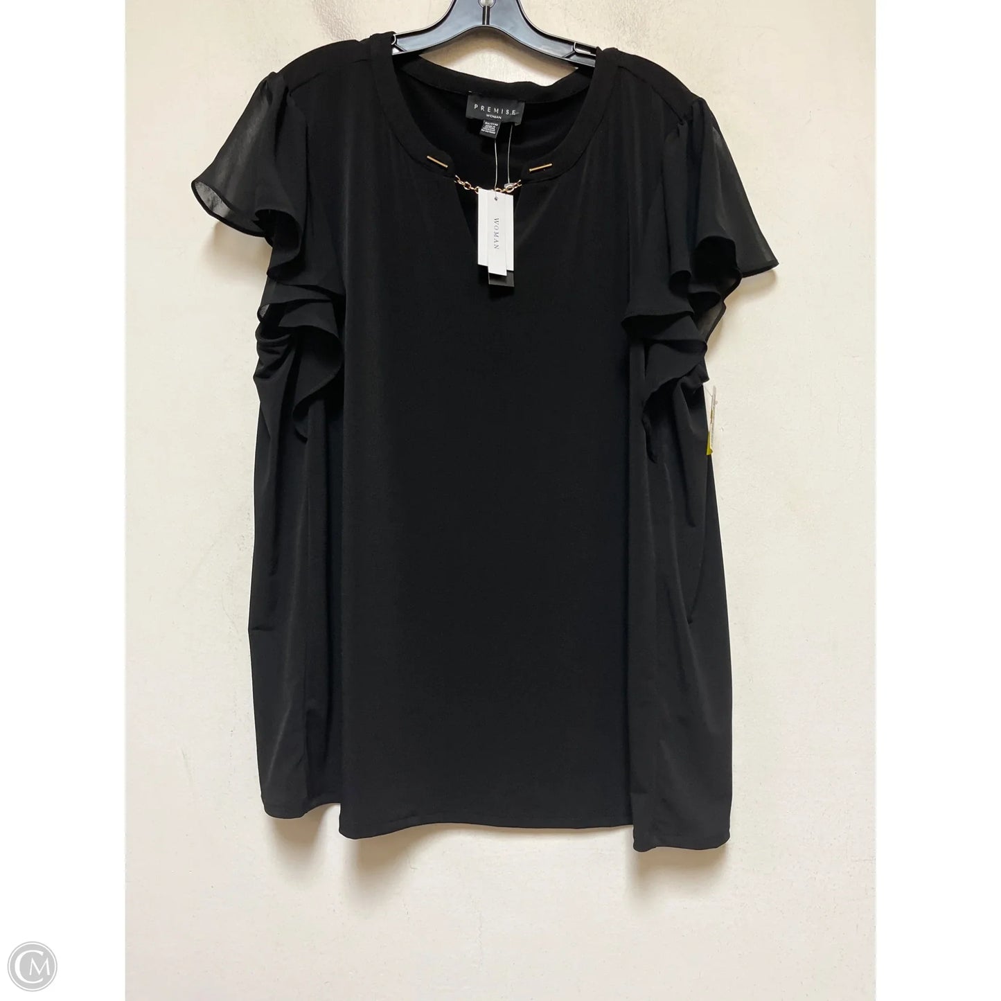 Top Short Sleeve By Premise In Black, Size: 3x