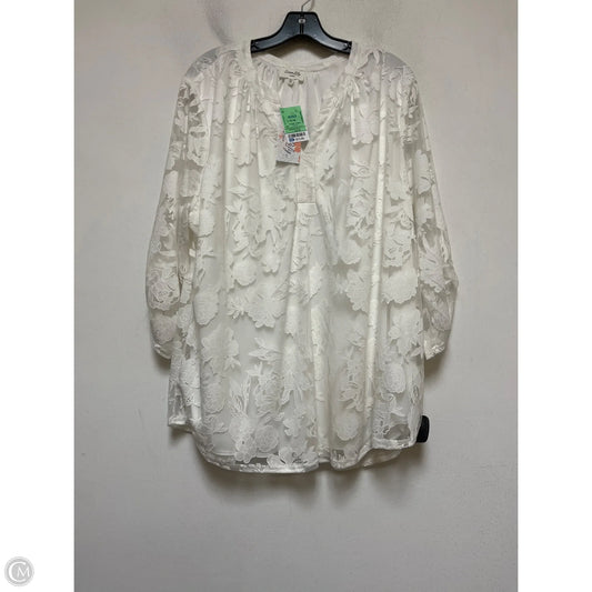 Top Short Sleeve By Siren Lily In White, Size: 3x