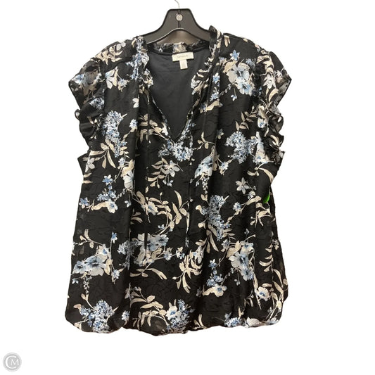 Top Sleeveless By Tamara H In Black & Blue, Size: Xl