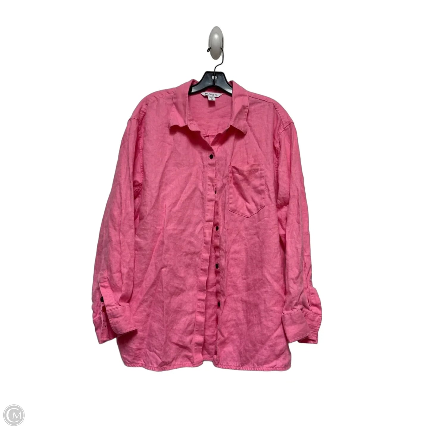 Athletic Top Long Sleeve Collar By Athleta In Pink, Size: Xl