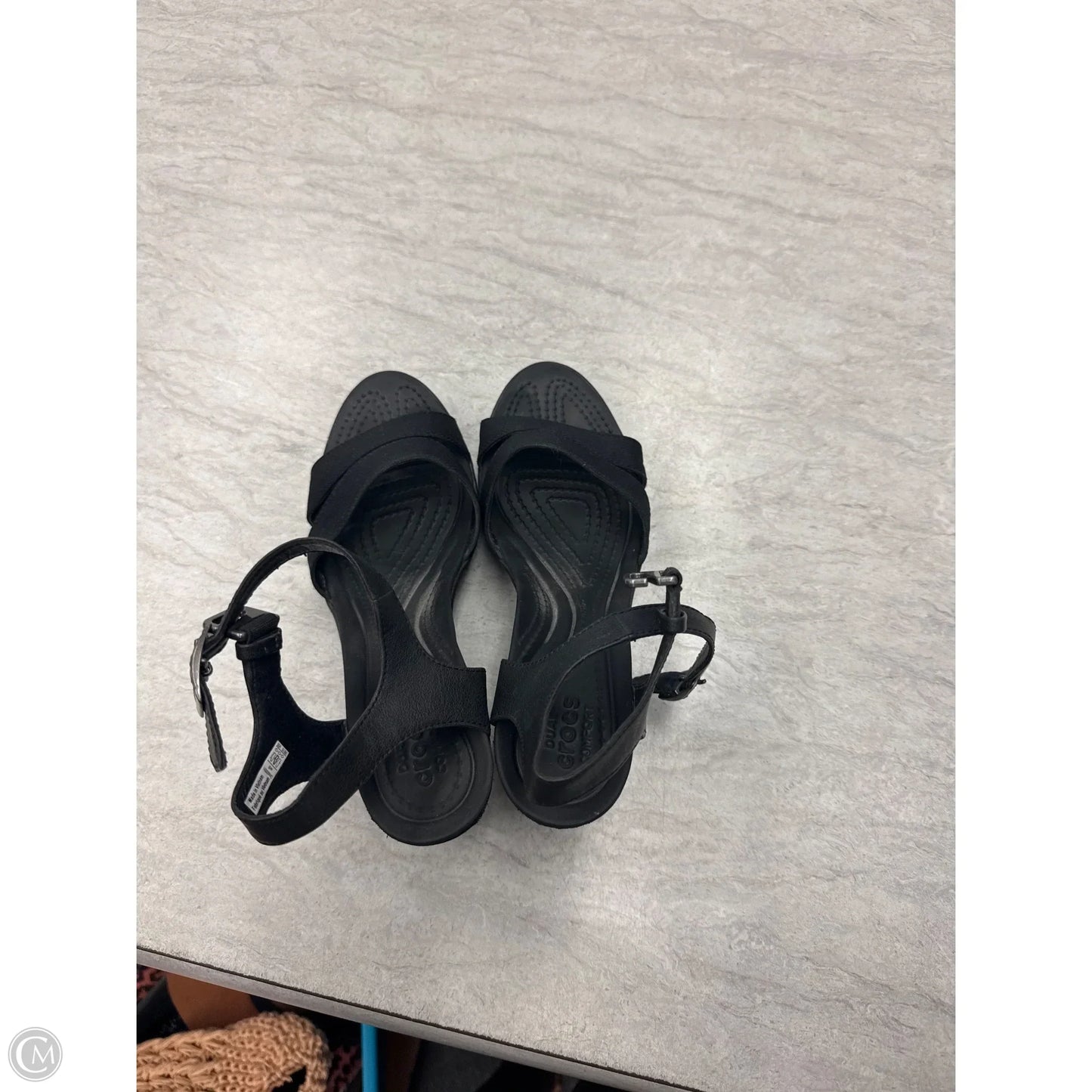Sandals Heels Platform By Crocs In Black, Size: 8