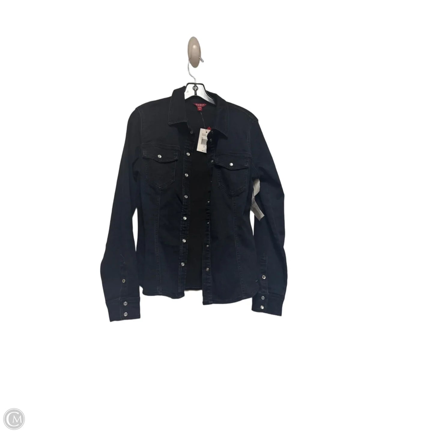 Top Long Sleeve By Guess In Blue Denim, Size: M