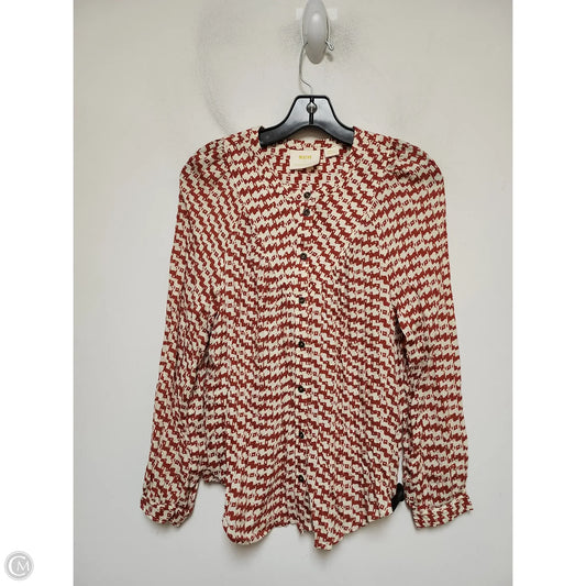 Top Long Sleeve By Maeve In Red & White, Size: S