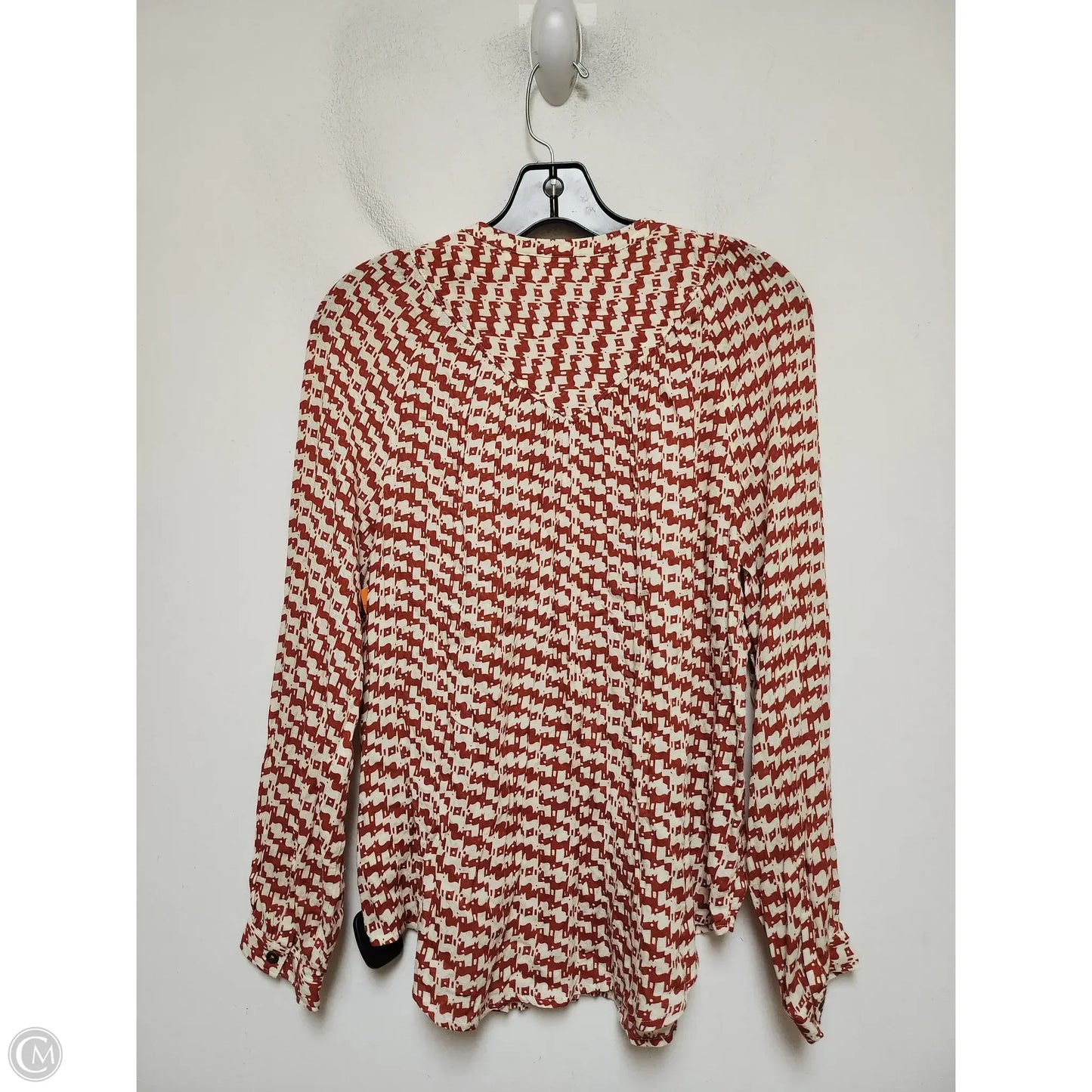 Top Long Sleeve By Maeve In Red & White, Size: S