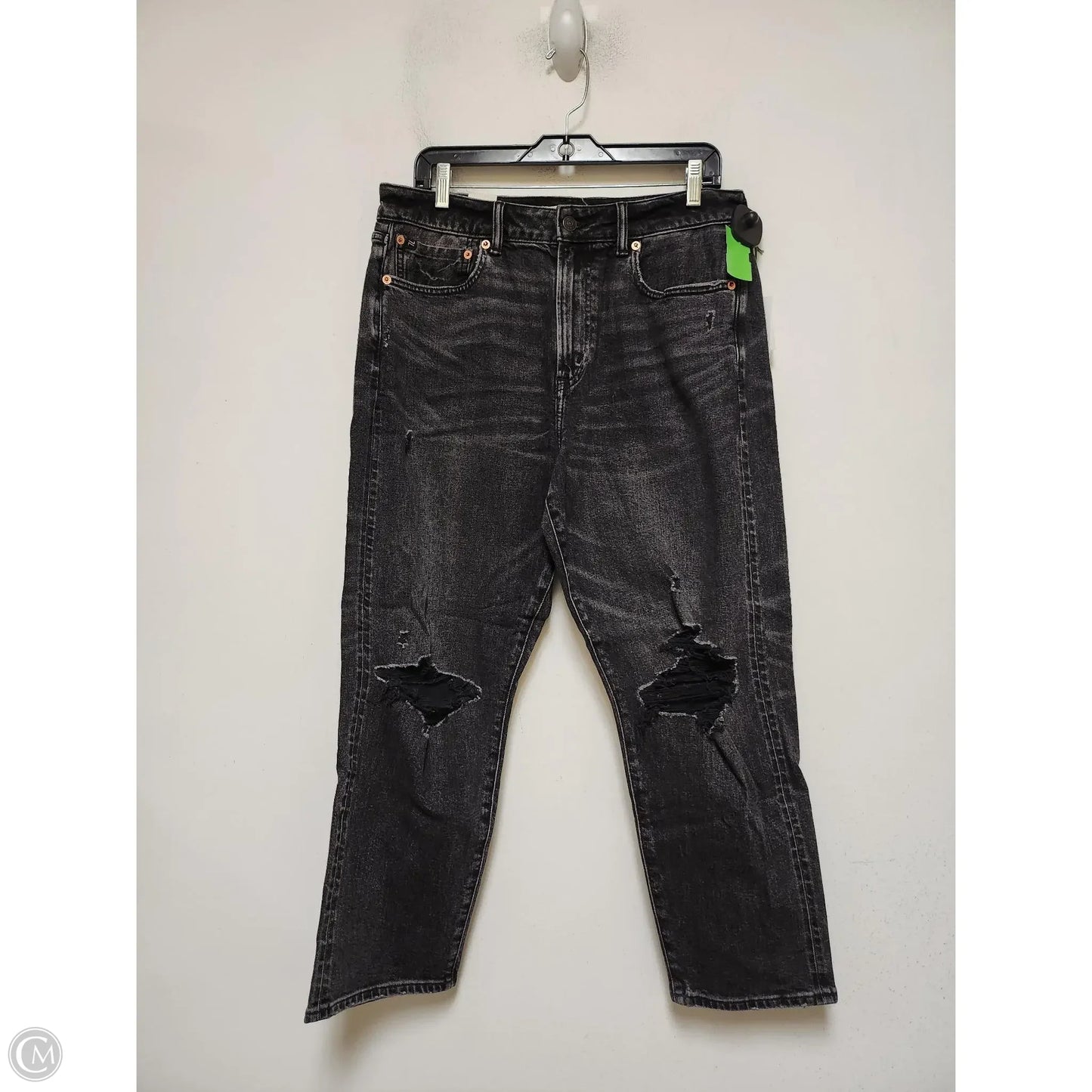 Jeans Straight By Ae77 In Black Denim, Size: 14