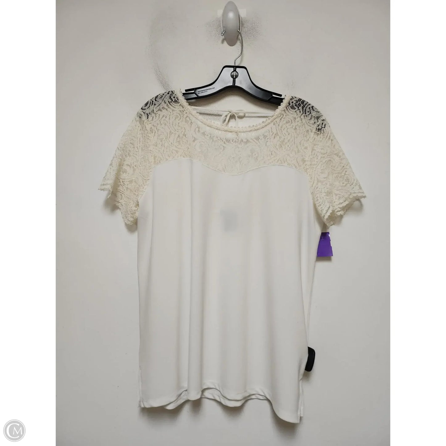 Top Short Sleeve By Ann Taylor In Cream, Size: L