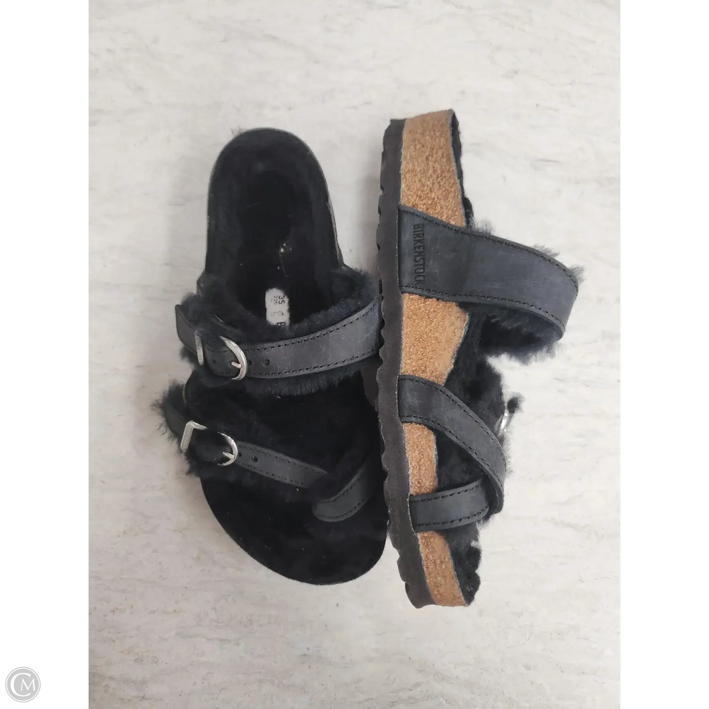 Sandals Flats By Birkenstock In Black, Size: 5