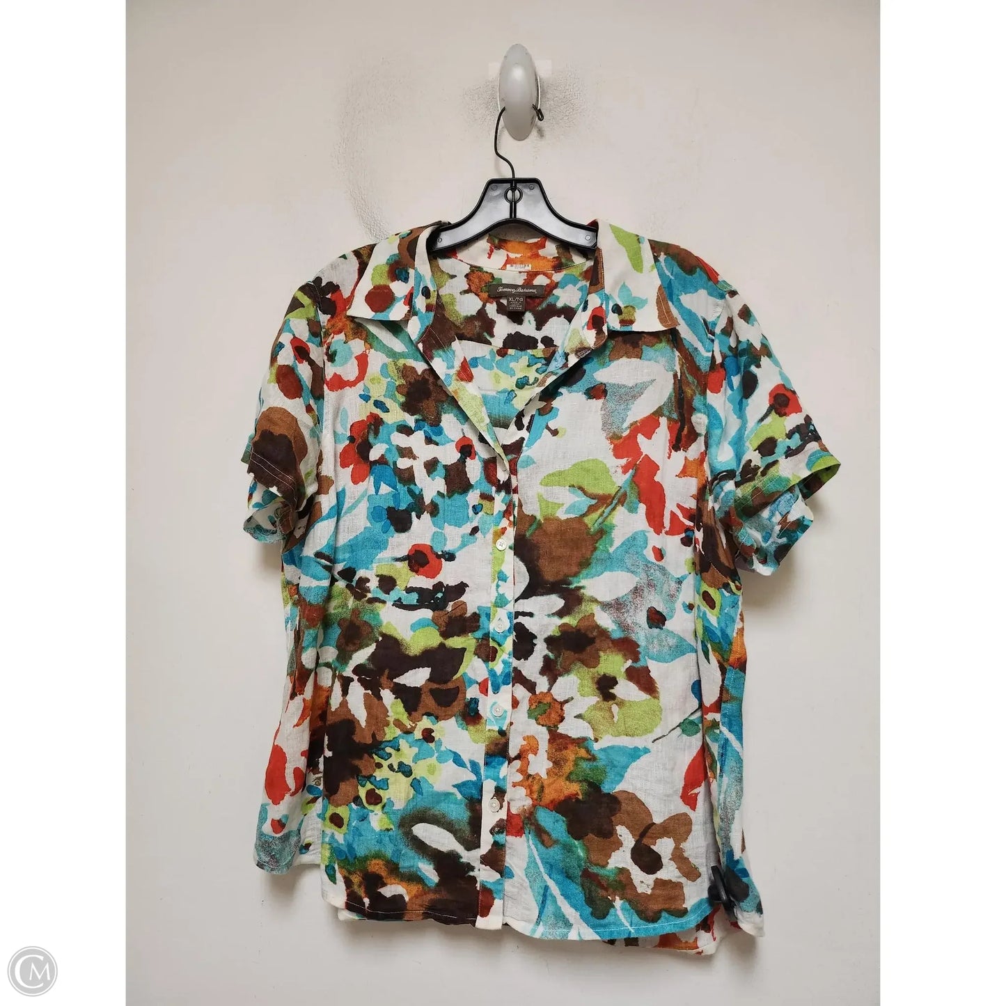 Top Short Sleeve By Tommy Bahama In Multi-colored, Size: Xl