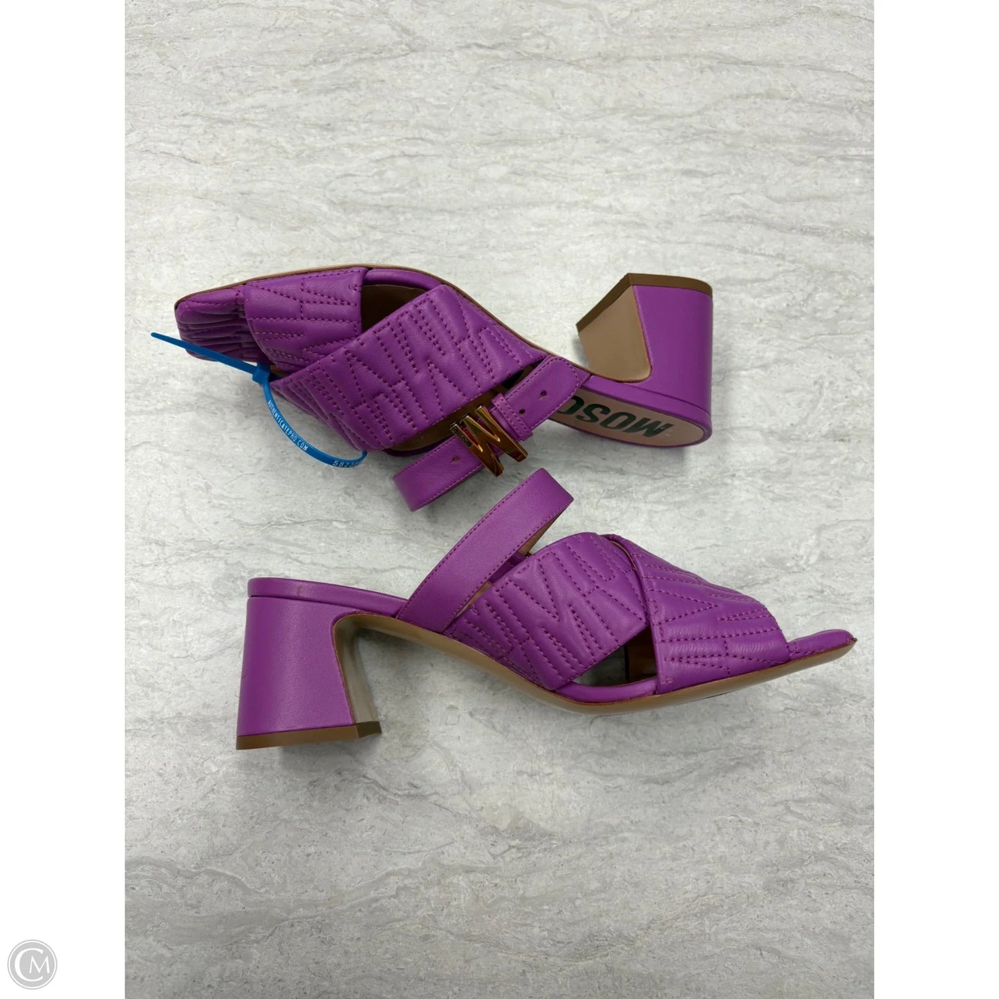 Sandals Luxury Designer By Moschino In Purple, Size: 9