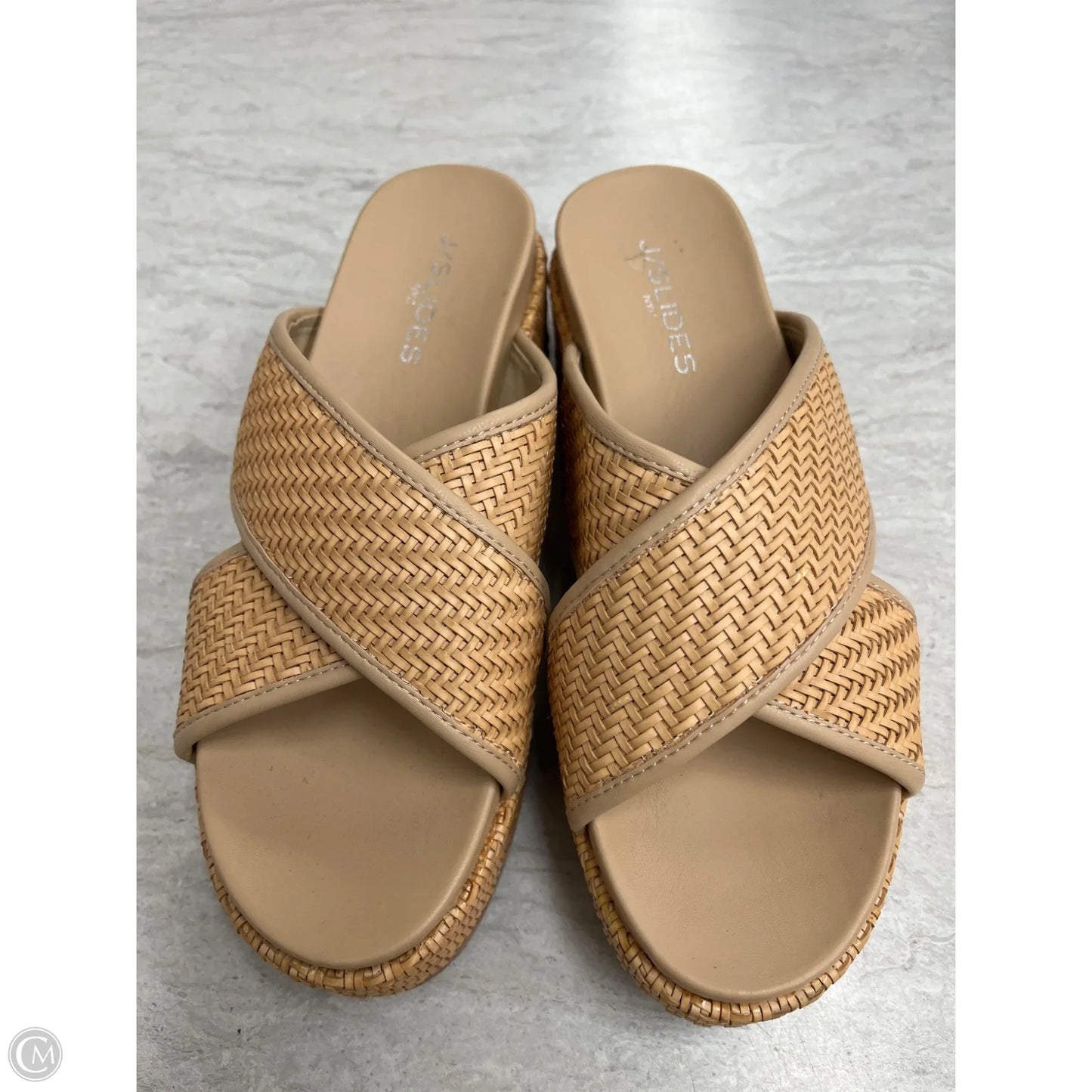 Sandals Heels Wedge By J Slides In Tan, Size: 8