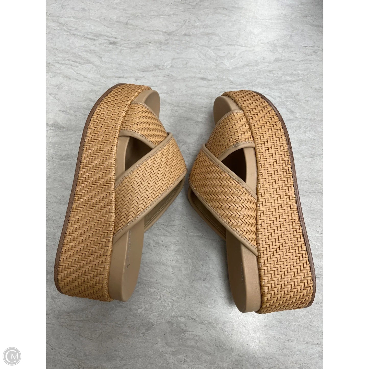 Sandals Heels Wedge By J Slides In Tan, Size: 8