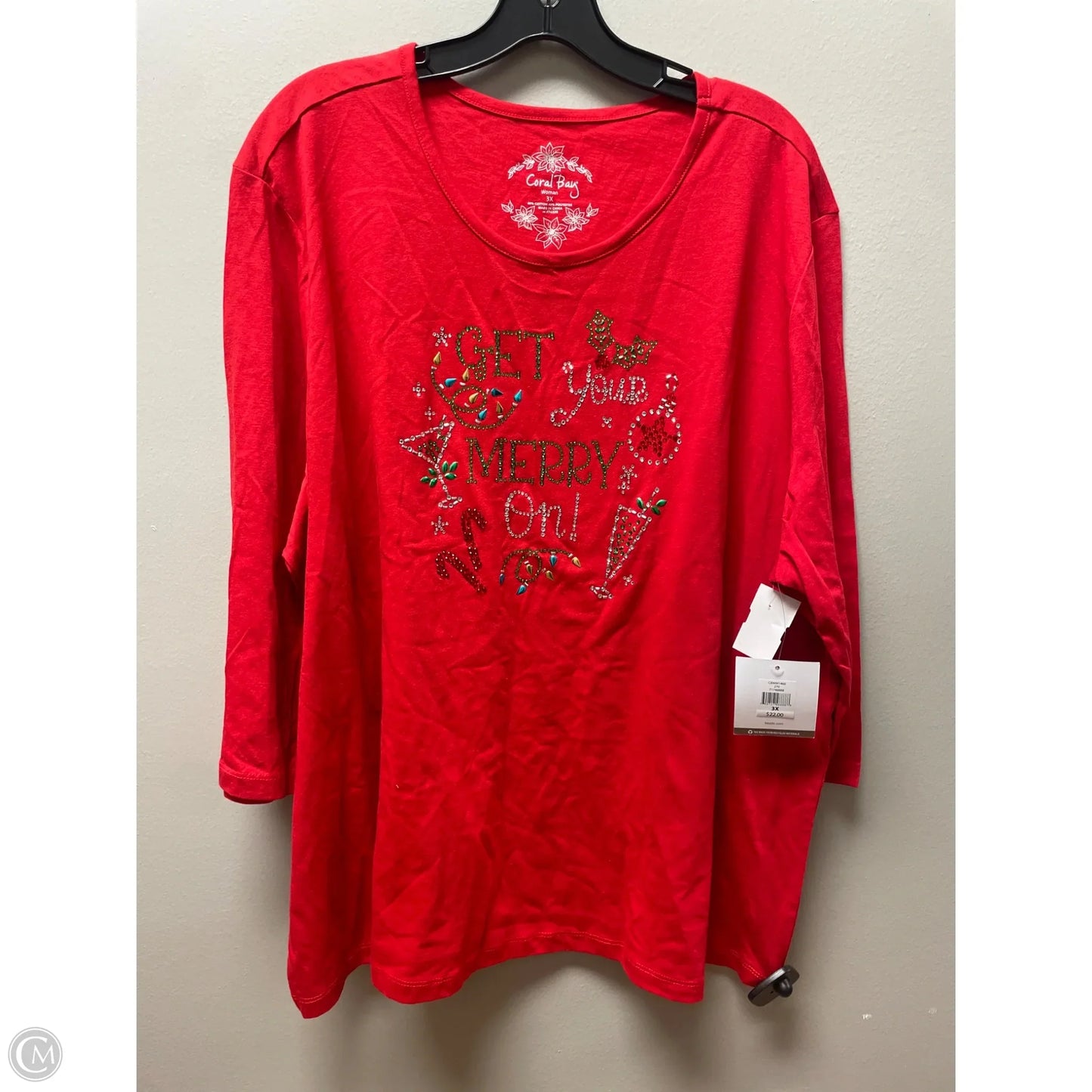Top Long Sleeve Basic By Coral Bay In Red, Size: 3x
