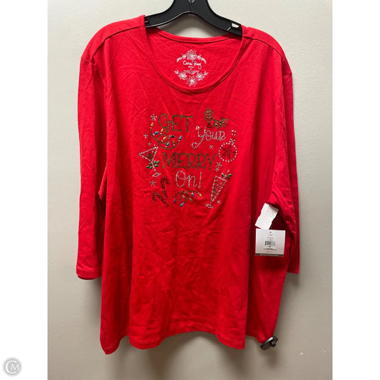 Top Long Sleeve Basic By Coral Bay In Red, Size: 3x