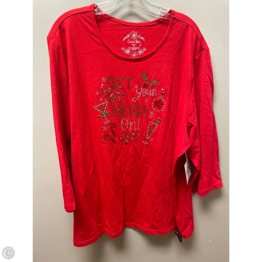 Top Long Sleeve Basic By Coral Bay In Red, Size: 3x