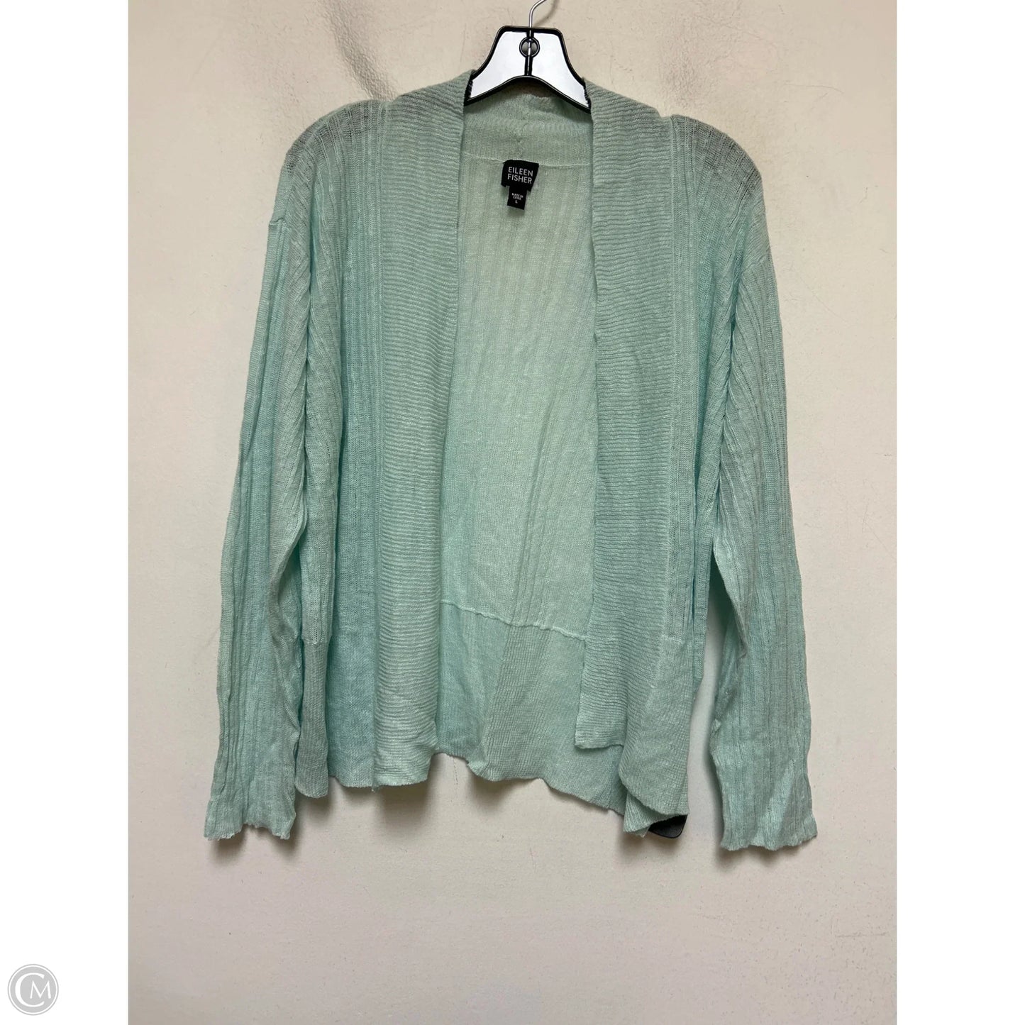 Sweater Cardigan By Eileen Fisher In Aqua, Size: L