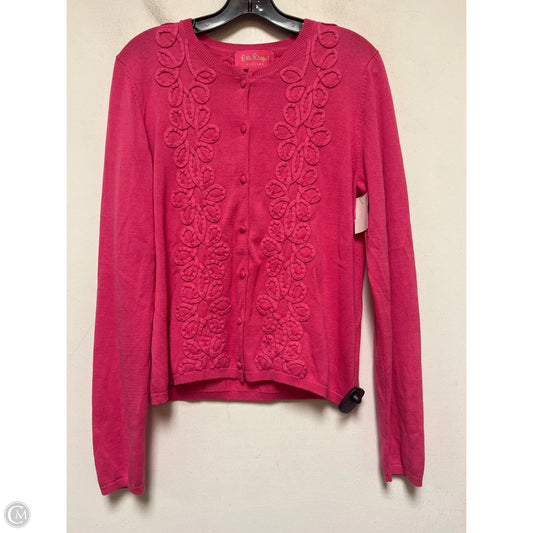 Sweater Cardigan Designer By Lilly Pulitzer In Pink, Size: L
