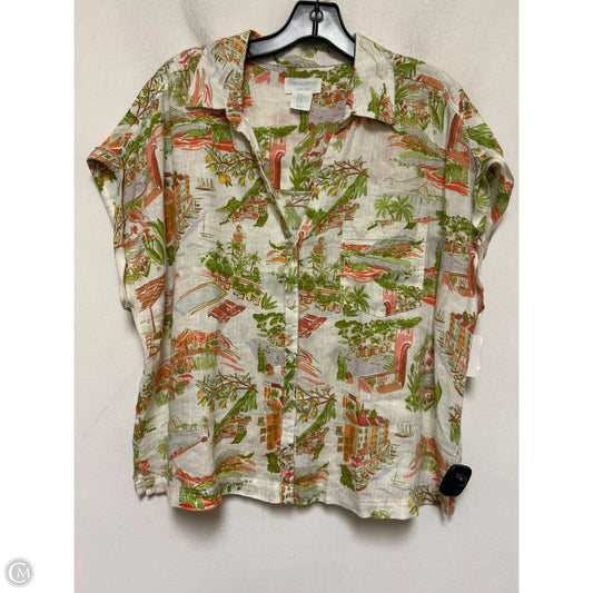 Top Short Sleeve By Cynthia Rowley In Green & White, Size: Xl