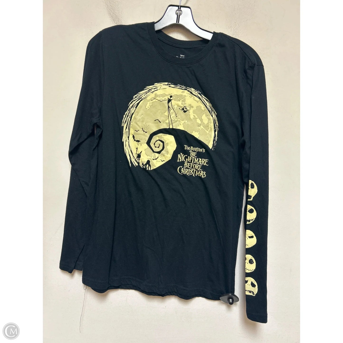 Top Long Sleeve Basic By Disney In Black & Tan, Size: Xxl