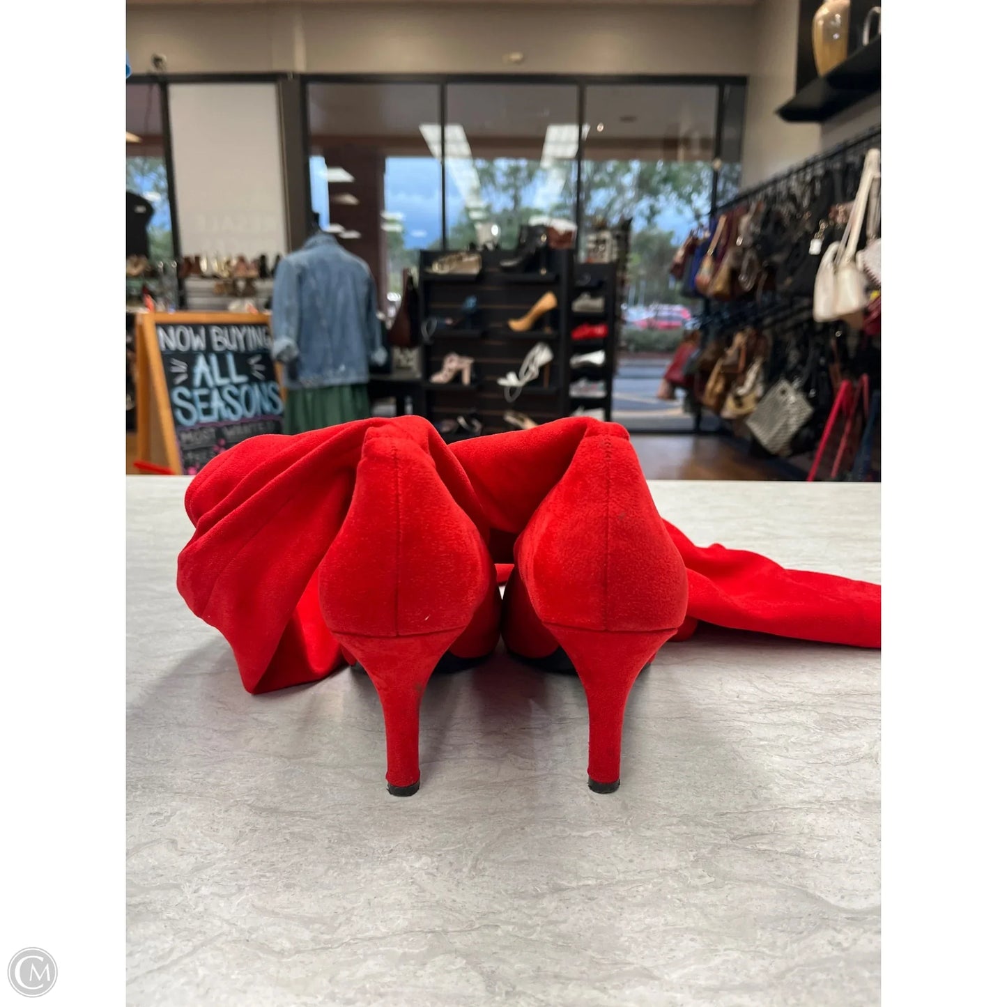 Boots Knee Heels By Inc In Red, Size: 9.5