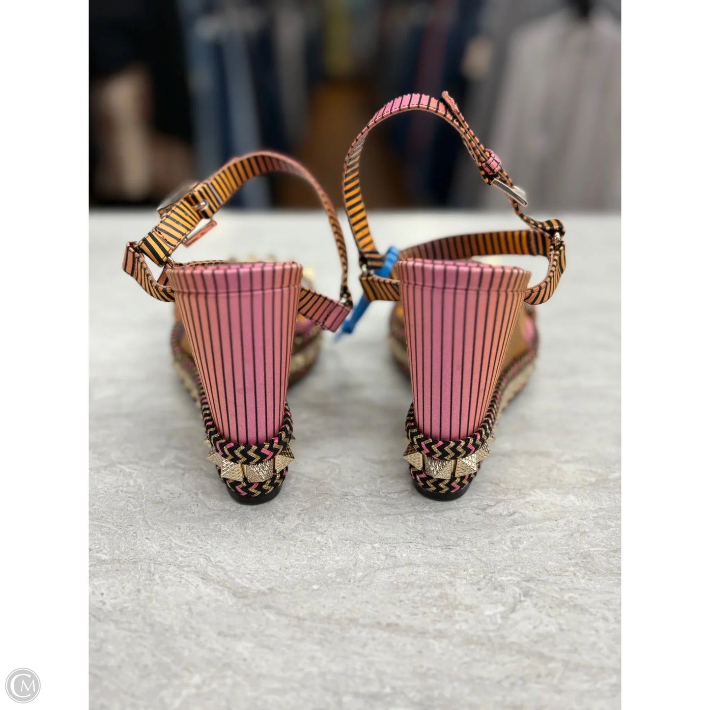 Sandals Luxury Designer By Christian Louboutin In Orange & Pink, Size: 6