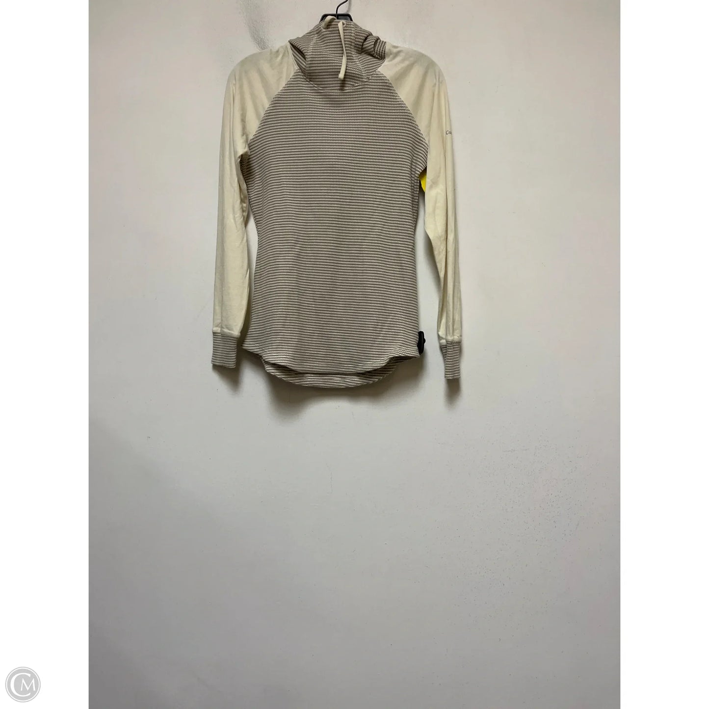 Athletic Top Long Sleeve Hoodie By Columbia In Cream & Tan, Size: M
