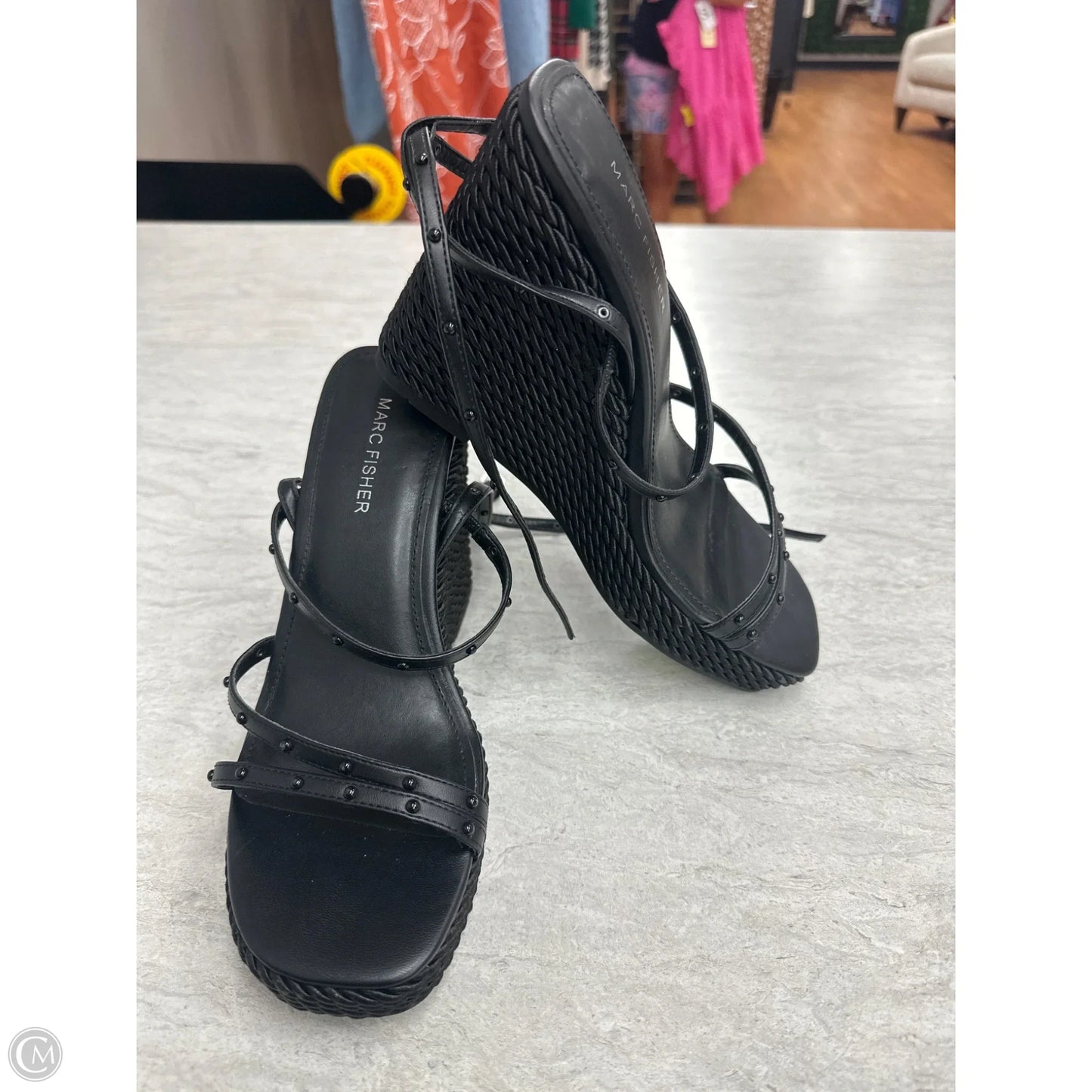 Sandals Heels Wedge By Marc Fisher In Black, Size: 8