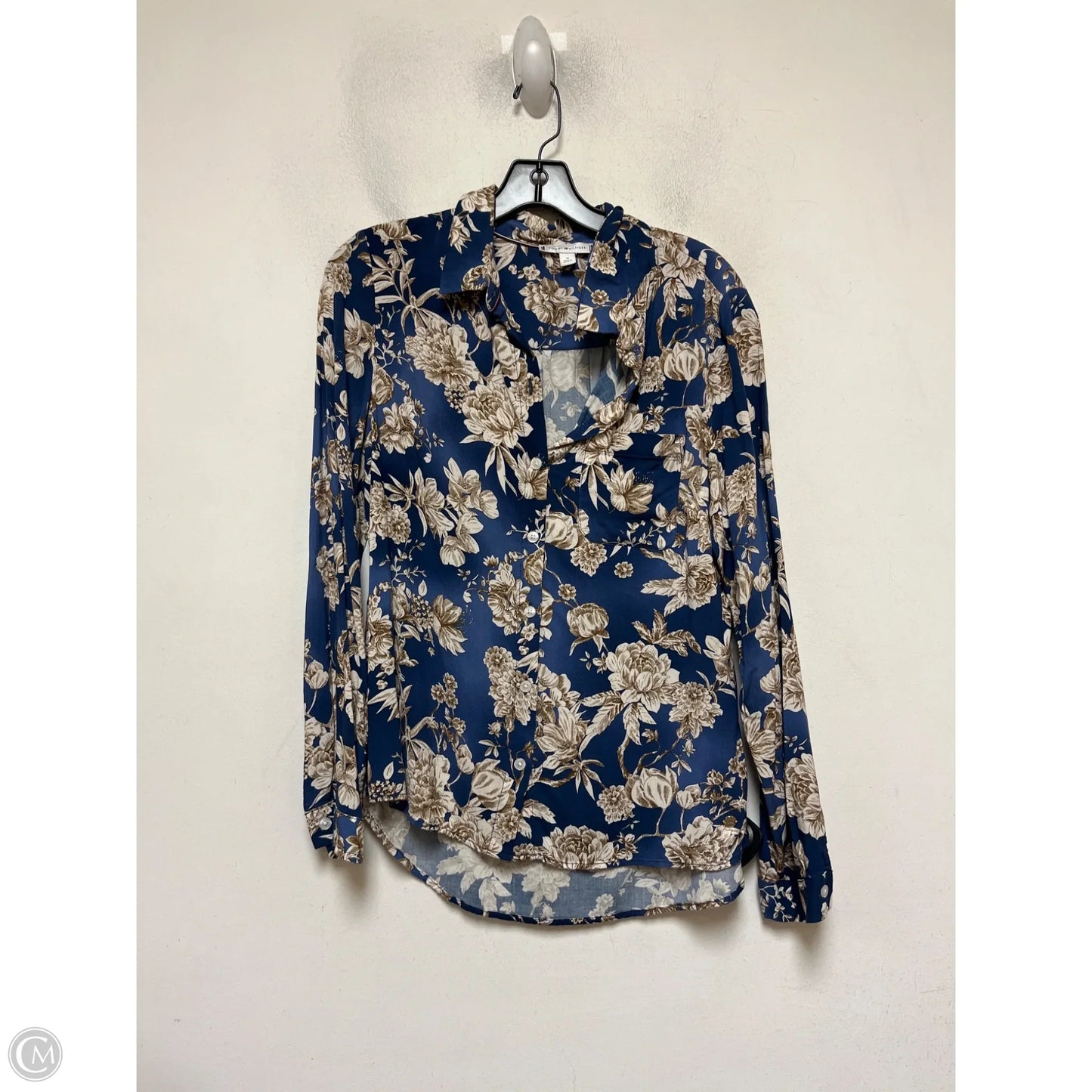 Top Long Sleeve By Tommy Hilfiger In Blue & Tan, Size: M