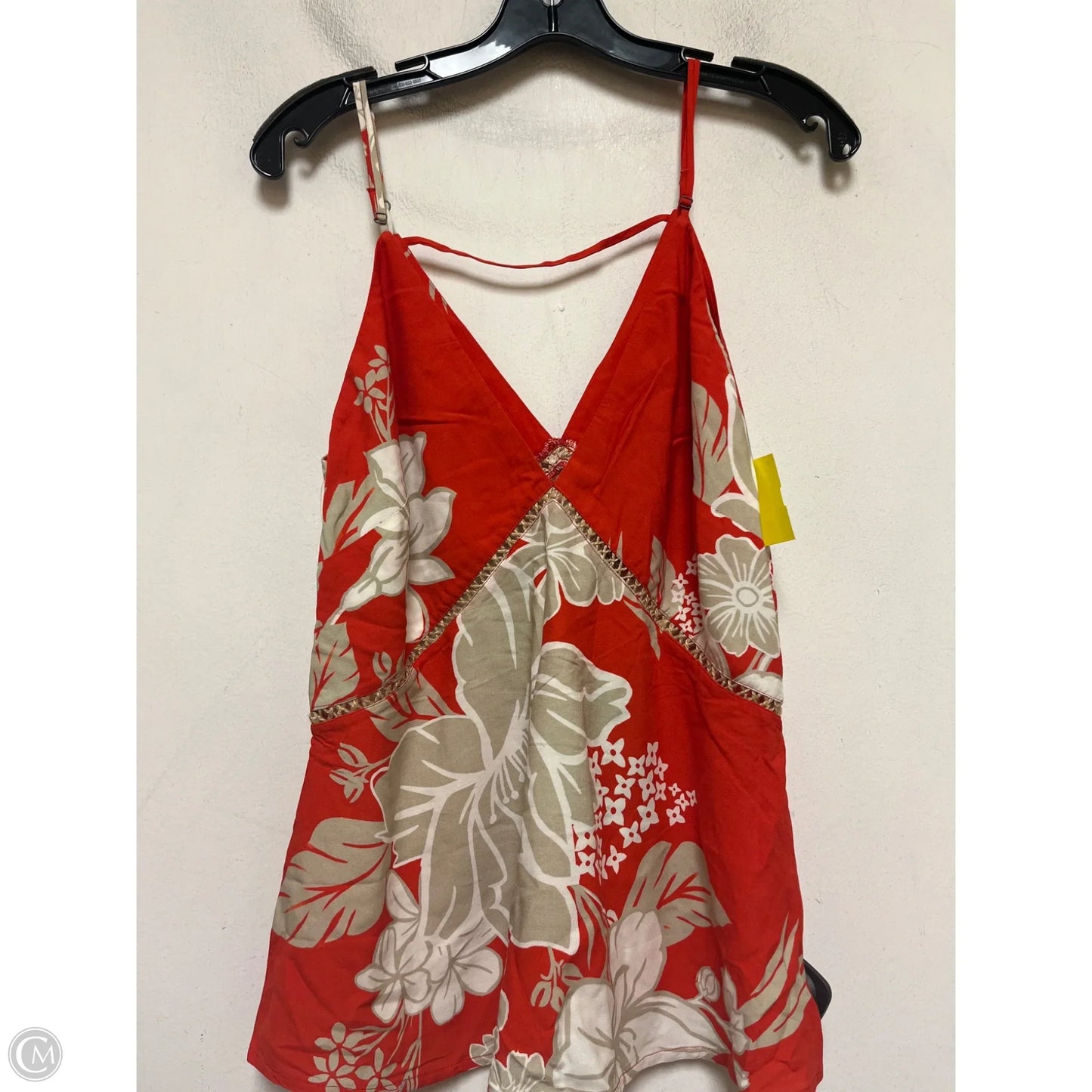 Top Sleeveless By Farm Rio In Red & Tan, Size: L