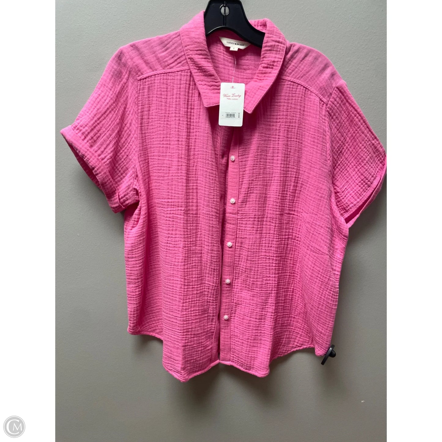 Top Short Sleeve By Lucky Brand In Pink, Size: L
