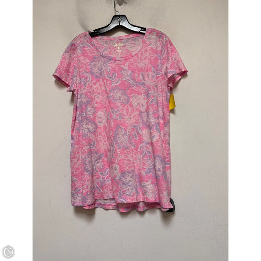 Top Short Sleeve Designer By Lilly Pulitzer In Pink & Purple, Size: L