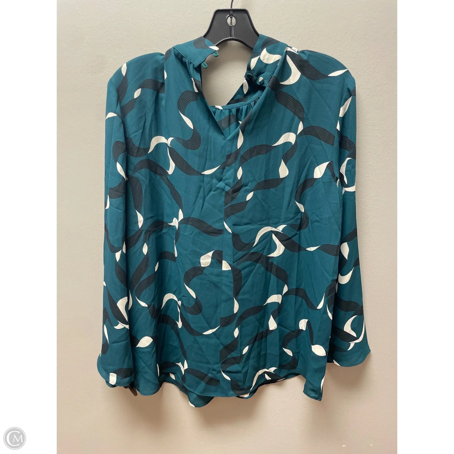 Top Long Sleeve By Ann Taylor In Black & Green, Size: M
