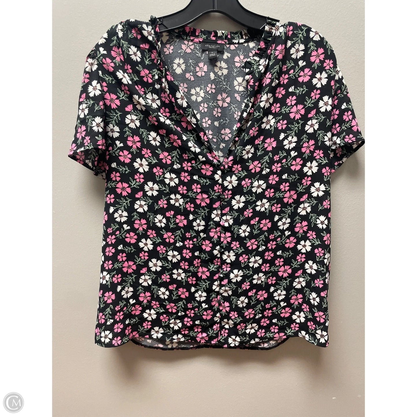 Top Short Sleeve By Ann Taylor In Floral Print, Size: M