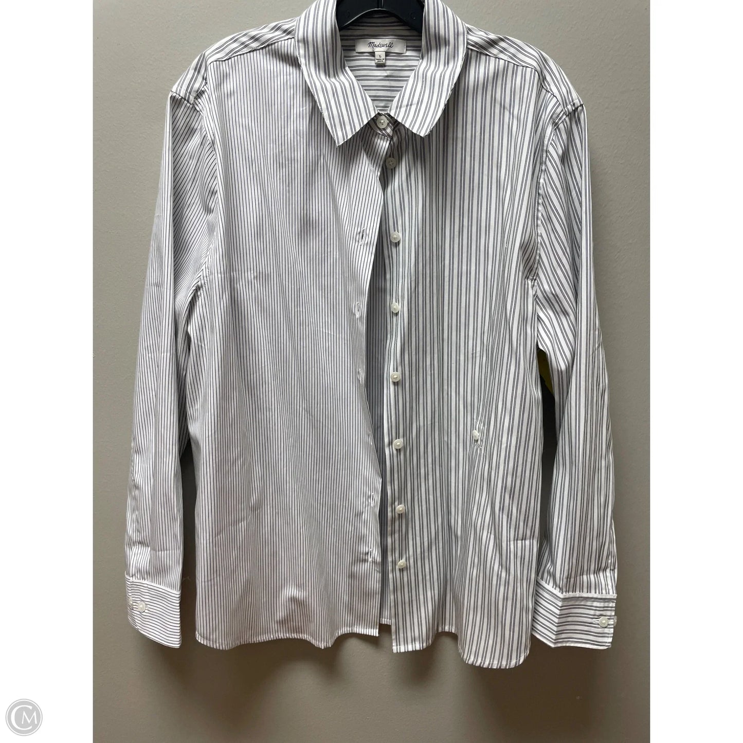 Top Long Sleeve By Madewell In Striped Pattern, Size: L