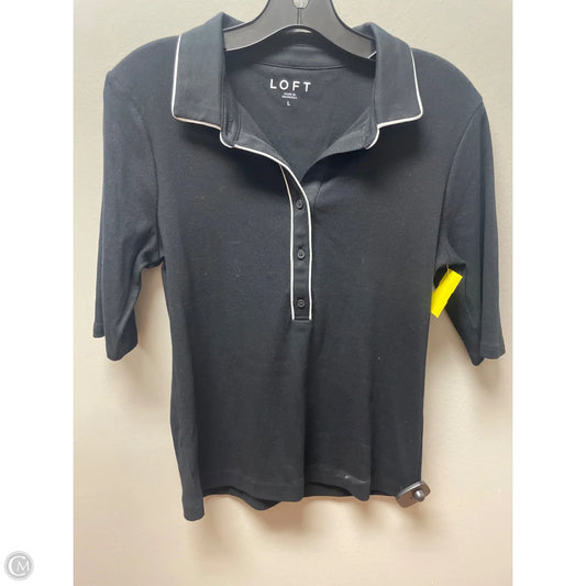 Top Short Sleeve By Loft In Black, Size: L